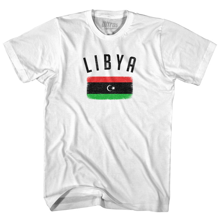 Libya Country Flag Heritage Adult Cotton T-shirt - White