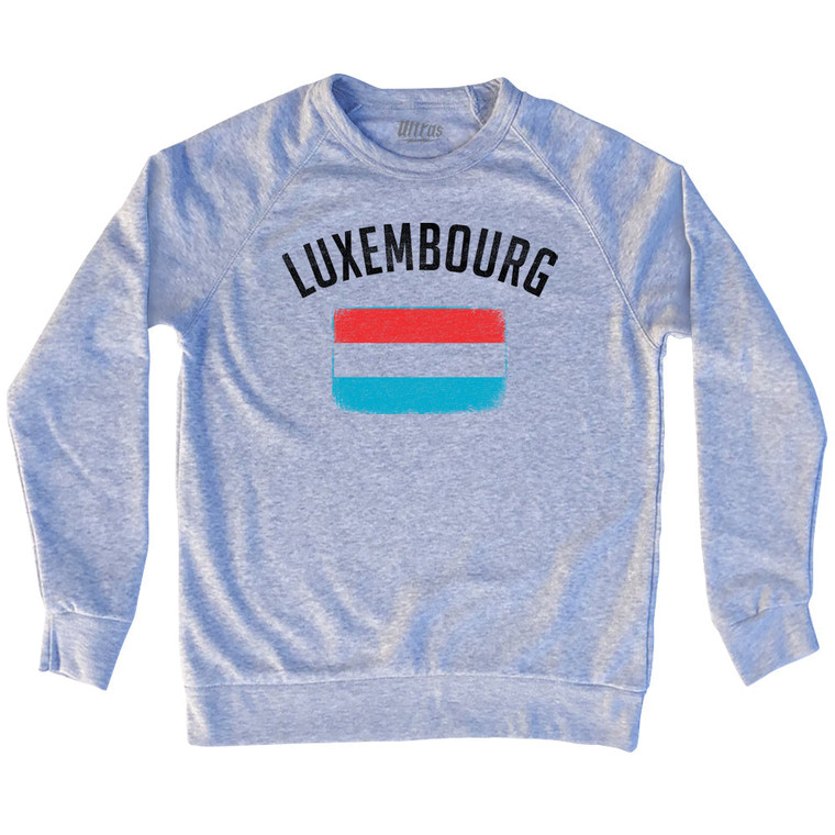Luxembourg Country Flag Heritage Adult Tri-Blend Sweatshirt - Heather Grey
