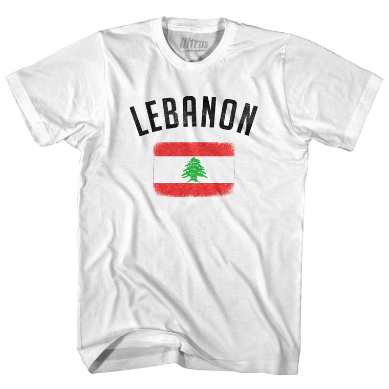 Lebanon Country Flag Heritage Adult Cotton T-shirt - White