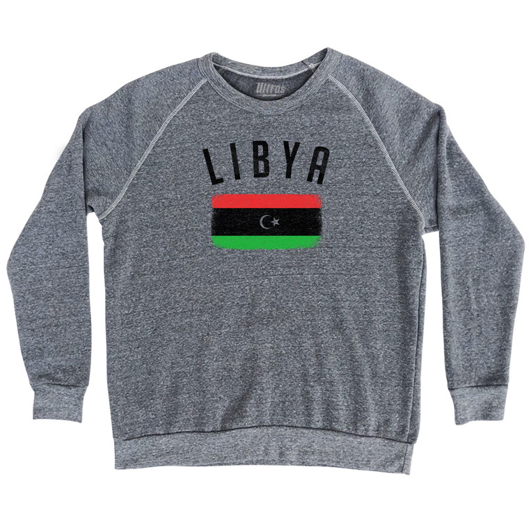 Libya Country Flag Heritage Adult Tri-Blend Sweatshirt - Athletic Grey