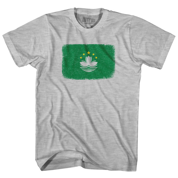 Macau Country Flag Womens Cotton Junior Cut T-Shirt - Grey Heather