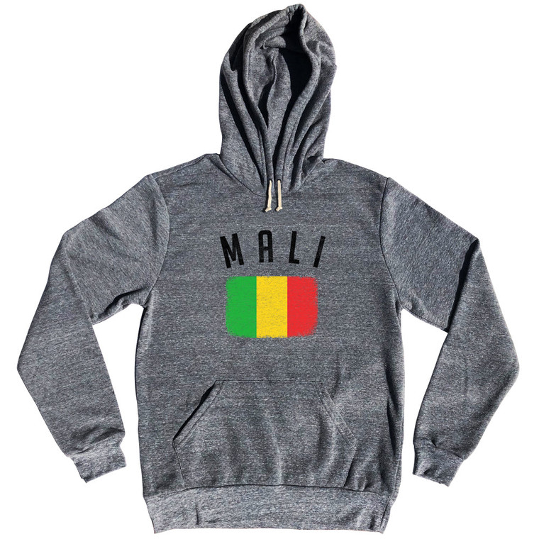 Mali Country Flag Heritage Tri-Blend Hoodie - Athletic Grey