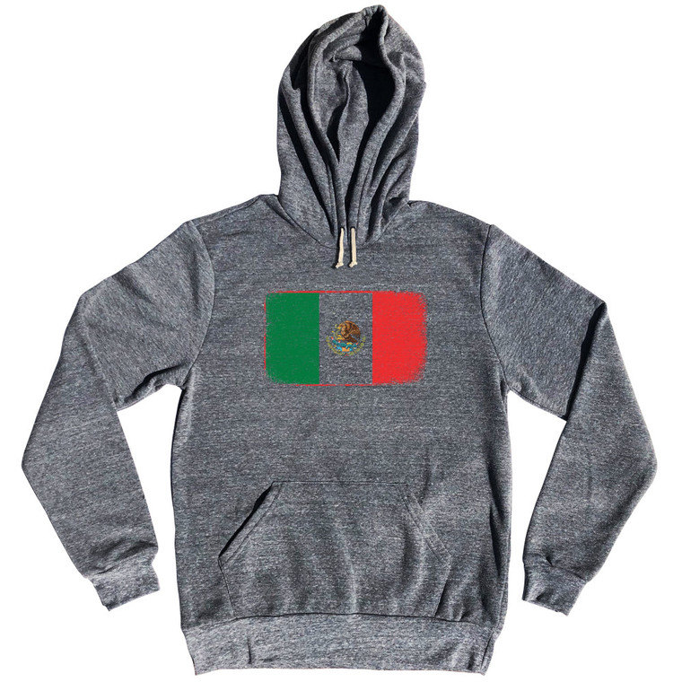 Mexico Country Flag Tri-Blend Hoodie - Athletic Grey
