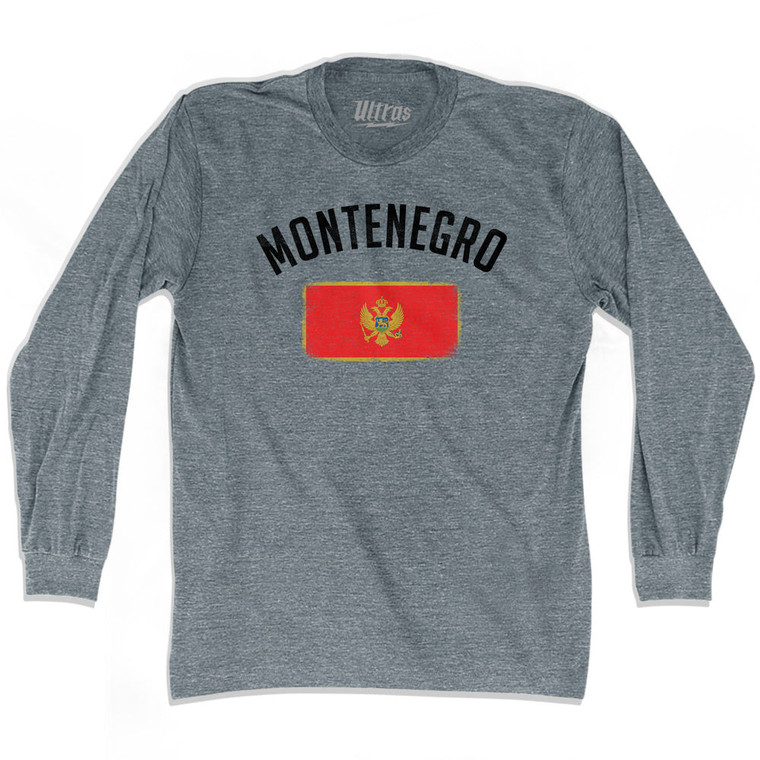 Montenegro Country Flag Heritage Adult Tri-Blend Long Sleeve T-shirt - Athletic Grey