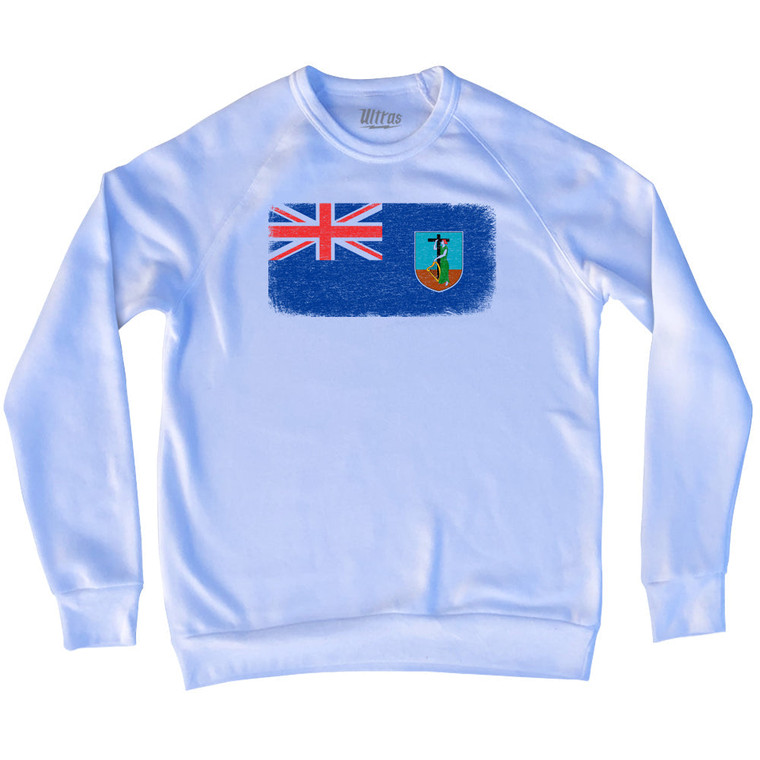 Montserrat Country Flag Adult Tri-Blend Sweatshirt - White