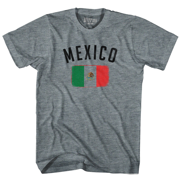 Mexico Country Flag Heritage Adult Tri-Blend T-shirt - Athletic Grey