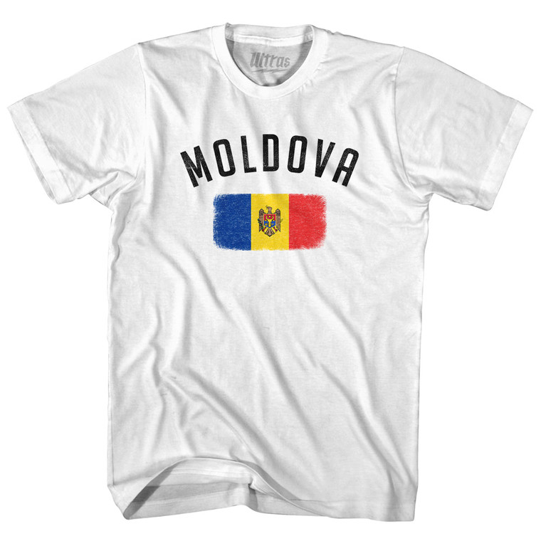 Moldova Country Flag Heritage Womens Cotton Junior Cut T-Shirt - White