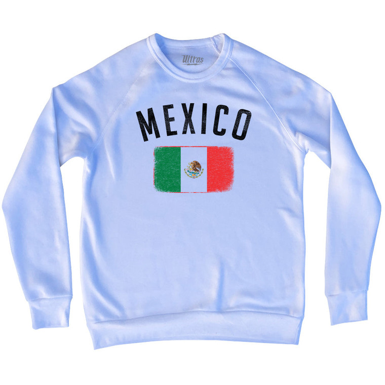 Mexico Country Flag Heritage Adult Tri-Blend Sweatshirt - White