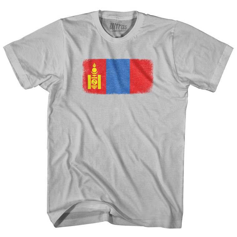 Mongolia Country Flag Adult Cotton T-shirt - Cool Grey