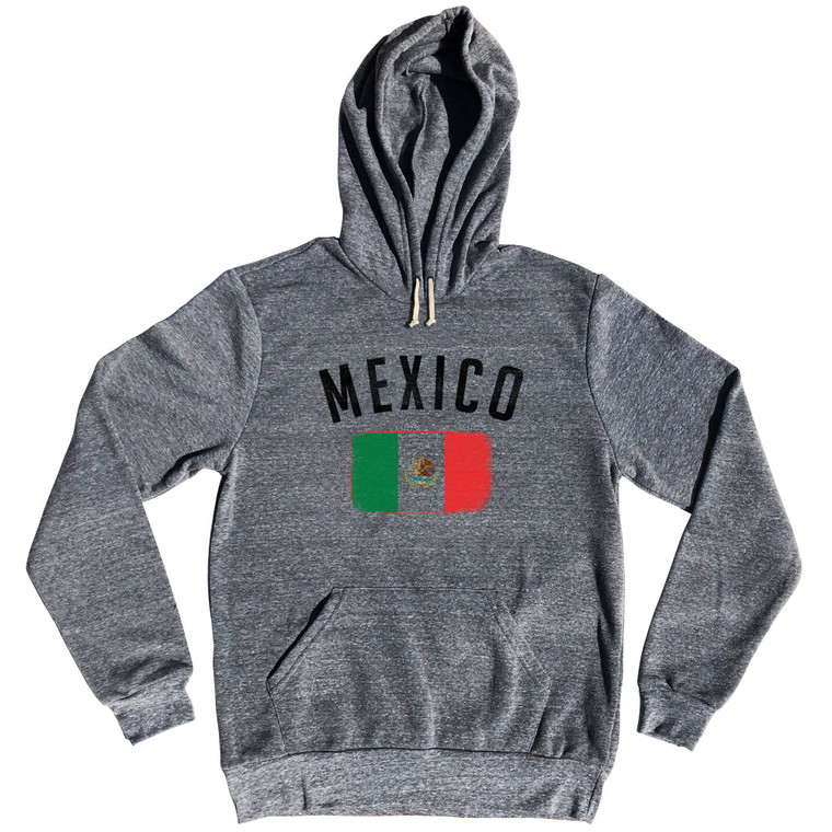 Mexico Country Flag Heritage Tri-Blend Hoodie - Athletic Grey