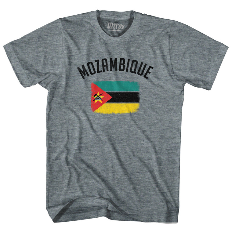 Mozambique Country Flag Heritage Womens Tri-Blend Junior Cut T-Shirt - Athletic Grey