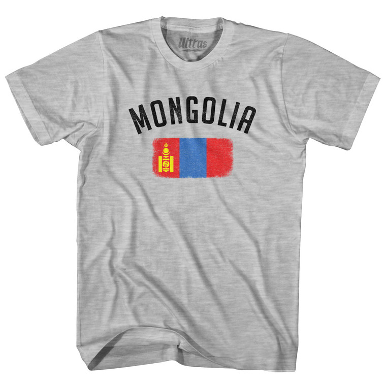 Mongolia Country Flag Heritage Youth Cotton T-shirt - Grey Heather