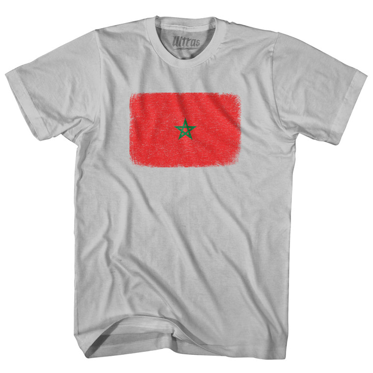 Morocco Country Flag Adult Cotton T-shirt - Cool Grey
