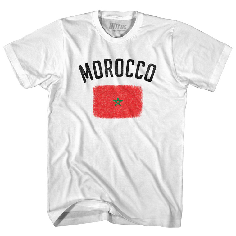 Morocco Country Flag Heritage Womens Cotton Junior Cut T-Shirt - White
