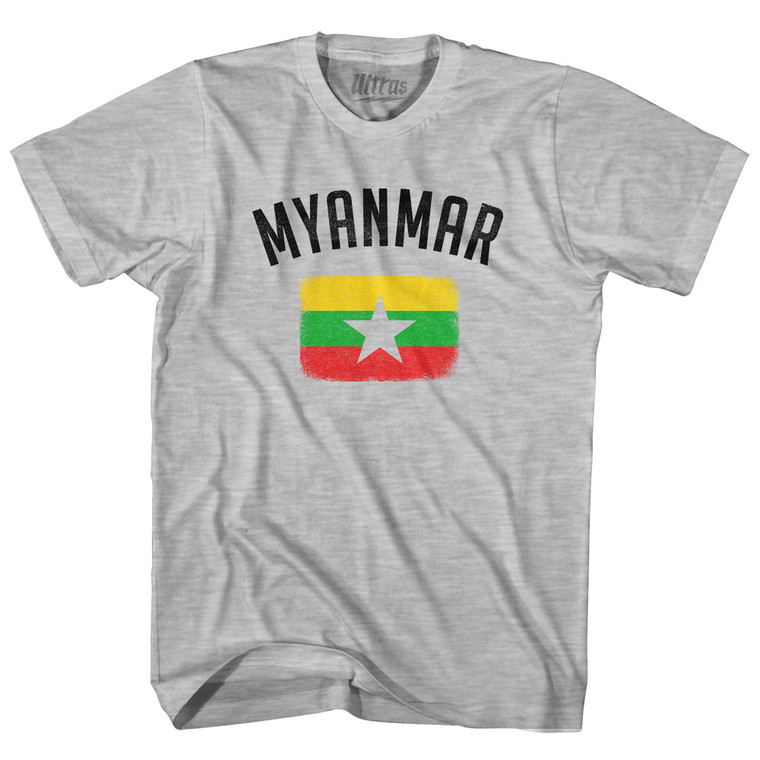 Myanmar Country Flag Heritage Womens Cotton Junior Cut T-Shirt - Grey Heather