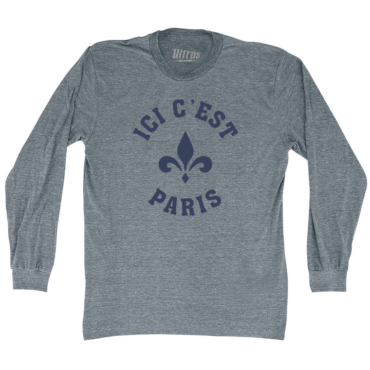 ICI C'est Paris Fleur De Lis Soccer Adult Tri-Blend Long Sleeve T-shirt