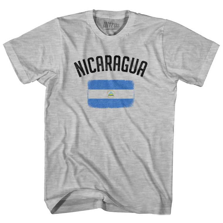 Nicaragua Country Flag Heritage Adult Cotton T-shirt - Grey Heather