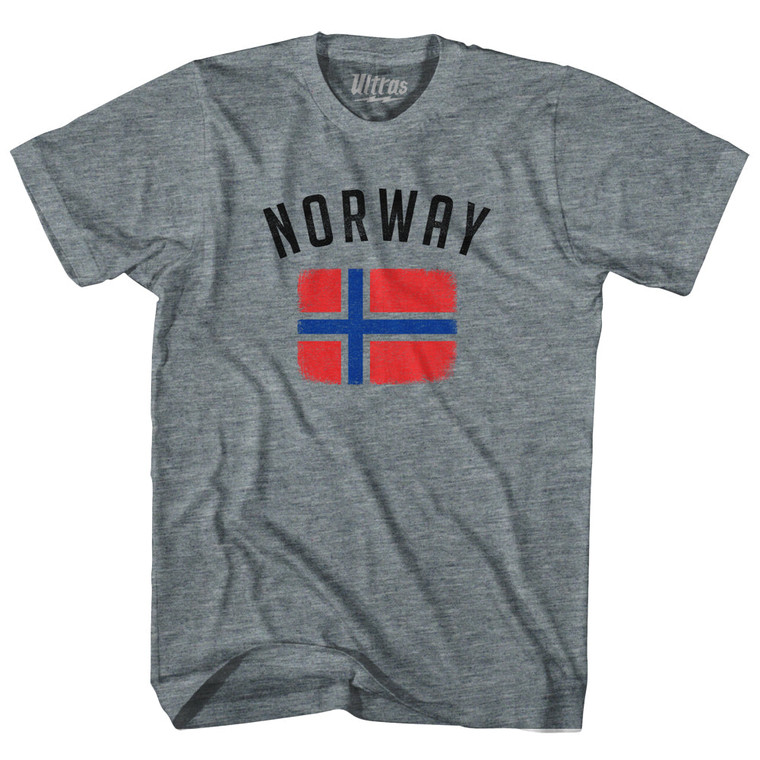 Norway Country Flag Heritage Adult Tri-Blend T-shirt - Athletic Grey