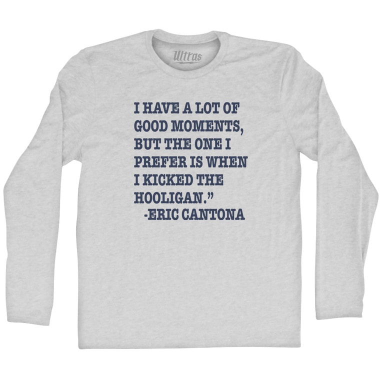 Eric Cantona Adult Cotton Long Sleeve T-shirt - Grey Heather