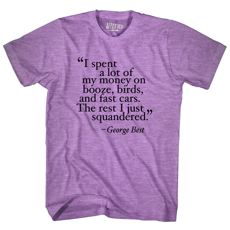 George Best Quote Soccer Adult Tri-Blend T-shirt - Athletic Purple