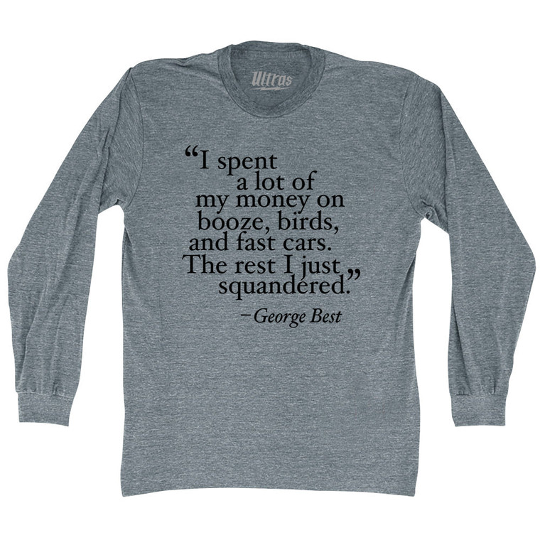 George Best Quote Soccer Adult Tri-Blend Long Sleeve T-shirt - Athletic Grey