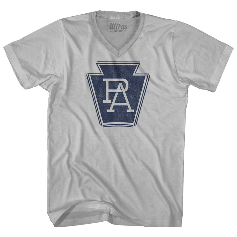 Pennsylvania PA Crest Adult Tri-Blend V-neck T-shirt - Cool Grey