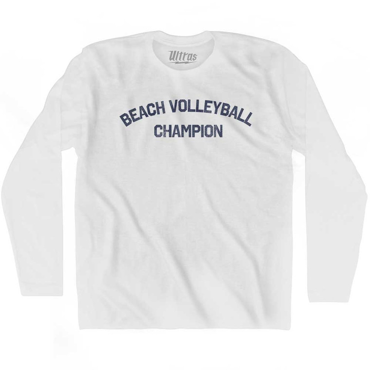 Beach Volleyball Champion Adult Cotton Long Sleeve T-shirt - White