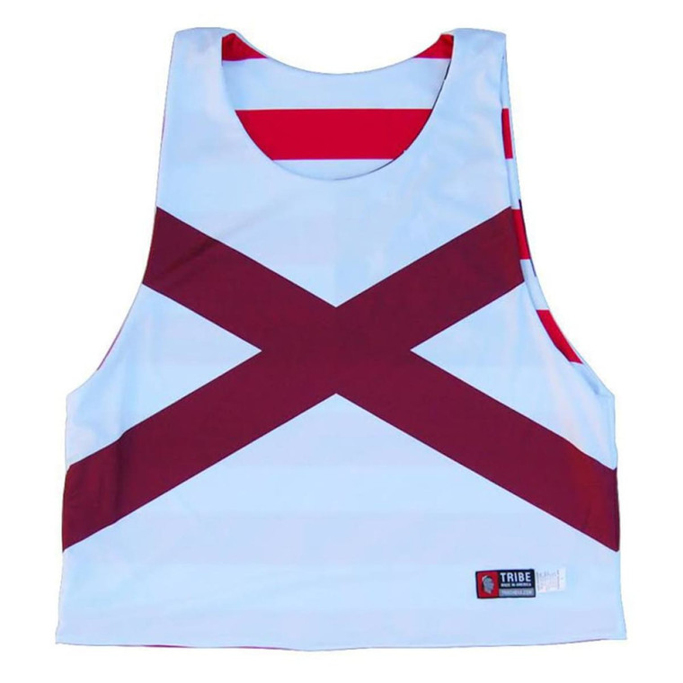 Alabama and American Flag Sublimated Lacrosse Pinnie Made in USA - Red & White