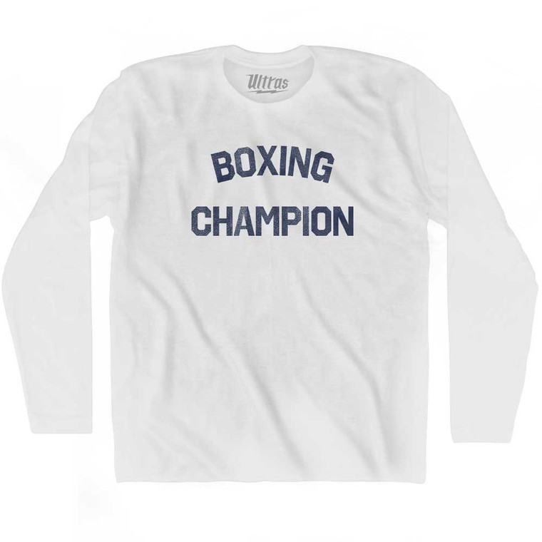 Boxing Champion Adult Cotton Long Sleeve T-shirt - White