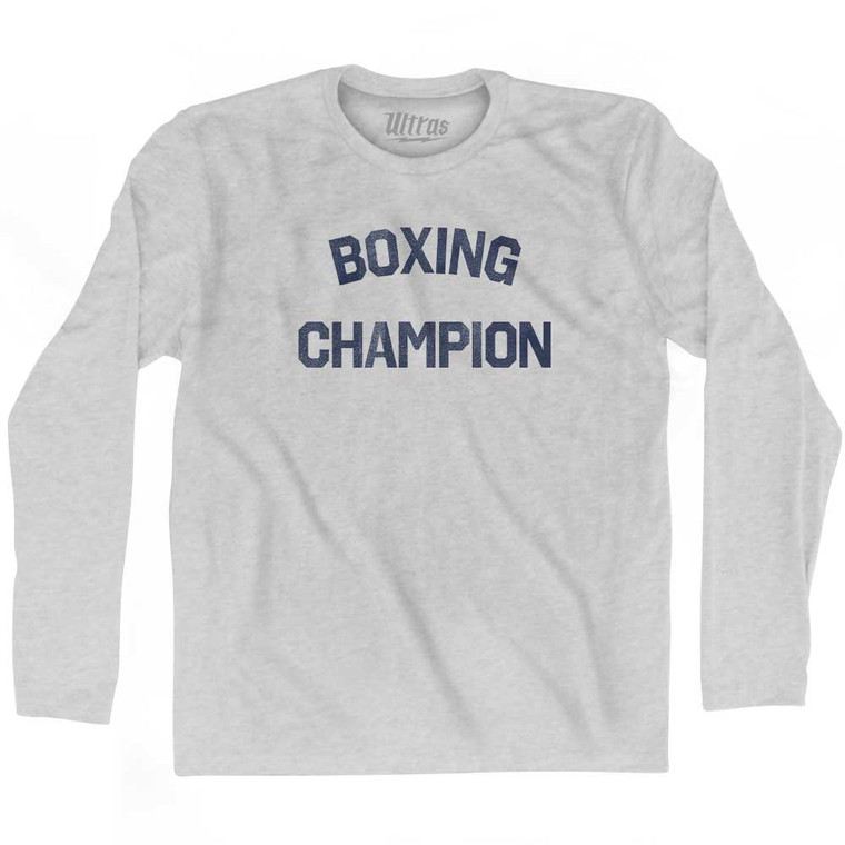 Boxing Champion Adult Cotton Long Sleeve T-shirt - Grey Heather