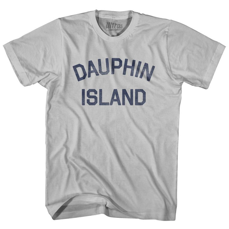 Alabama Dauphin Island Adult Cotton Text T-shirt - Cool Grey