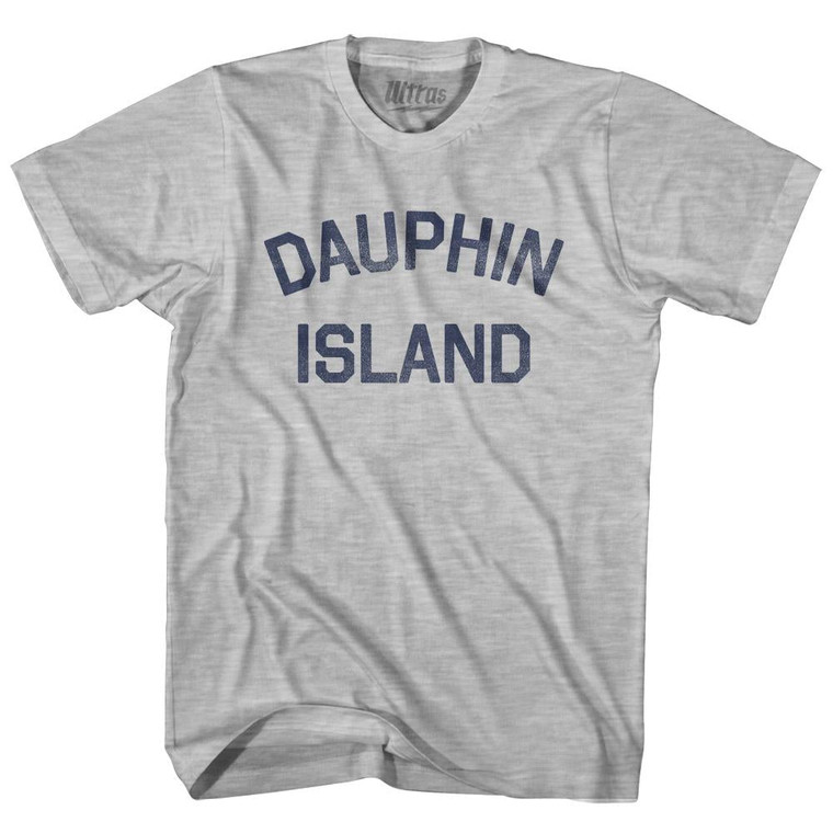 Alabama Dauphin Island Adult Cotton Text T-shirt-Grey Heather