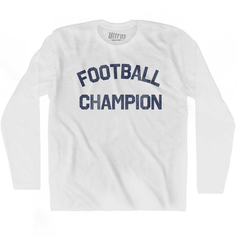 Football Champion Adult Cotton Long Sleeve T-shirt - White