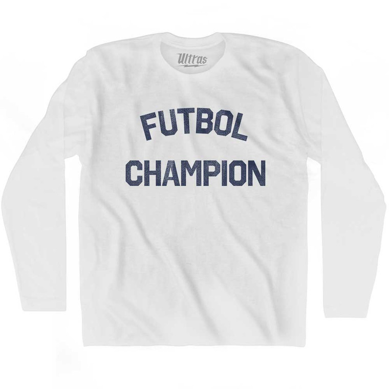 Futbol Champion Adult Cotton Long Sleeve T-shirt - White