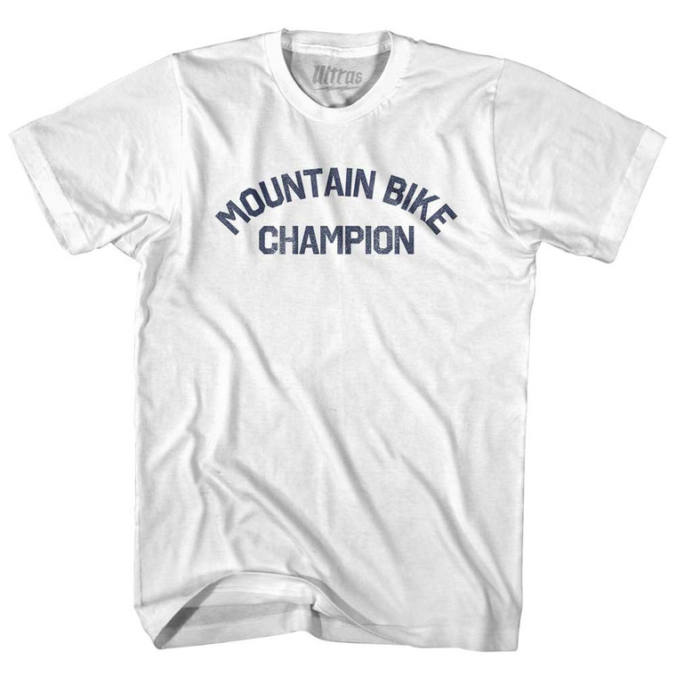Mountain Bike Champion Womens Cotton Junior Cut T-Shirt - White Mountain Bike Champion Womens Cotton Junior Cut T-Shirt - White