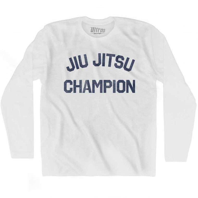 Jiu Jitsu Champion Adult Cotton Long Sleeve T-shirt - White
