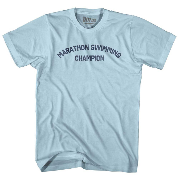 Marathon Swimming Champion Adult Cotton T-shirt - Light Blue
