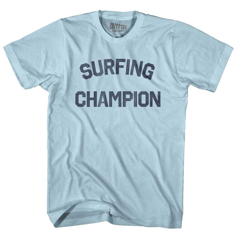 Surfing Champion Adult Cotton T-shirt - Light Blue