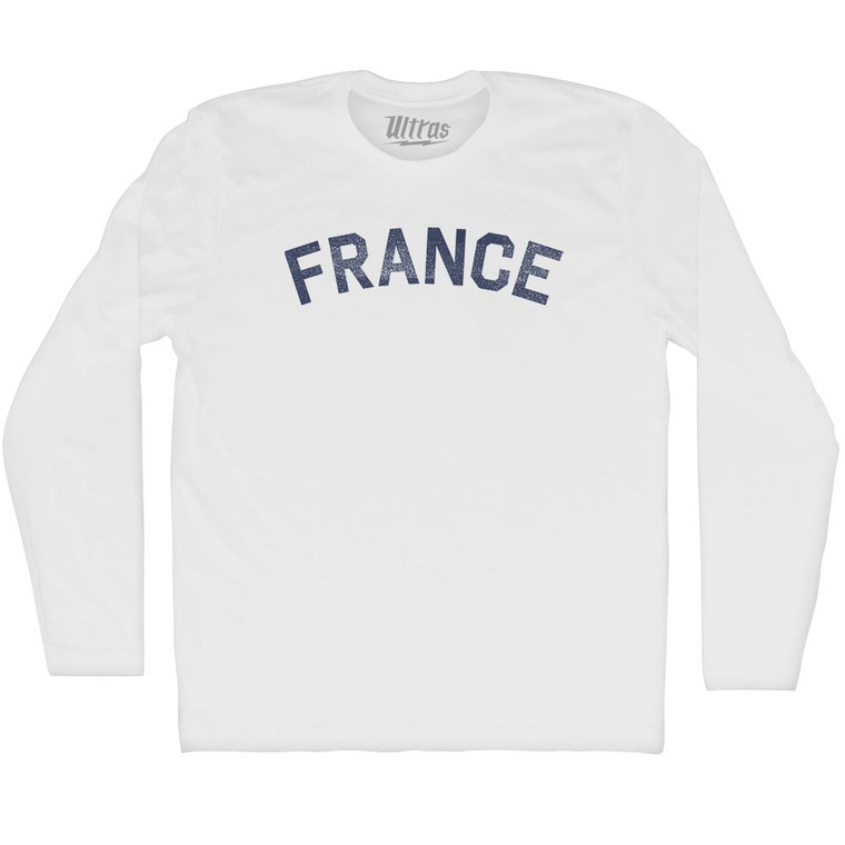 France Adult Cotton Long Sleeve T-shirt - White