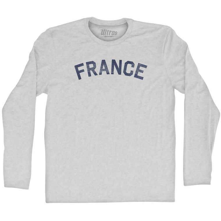 France Adult Cotton Long Sleeve T-shirt - Grey Heather