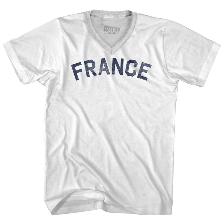 France Adult Tri-Blend V-neck T-shirt - White