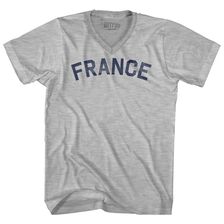 France Adult Cotton V-neck T-shirt - Heather Grey