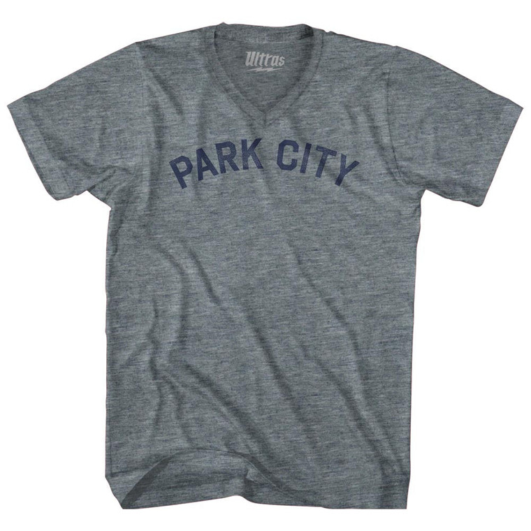 Park City Tri-Blend V-neck Womens Junior Cut T-shirt - Athletic Grey