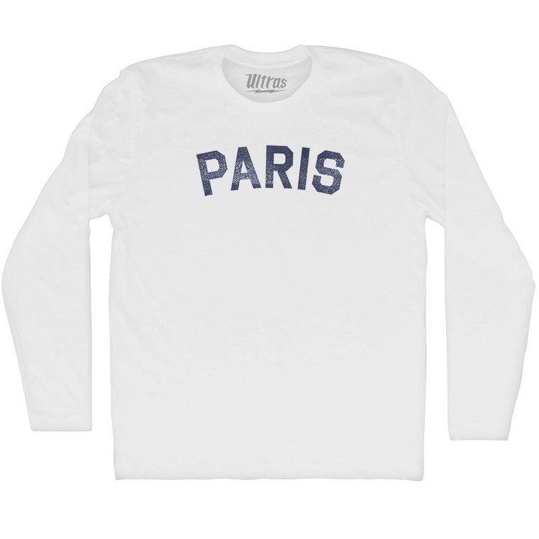 Paris Adult Cotton Long Sleeve T-shirt - White