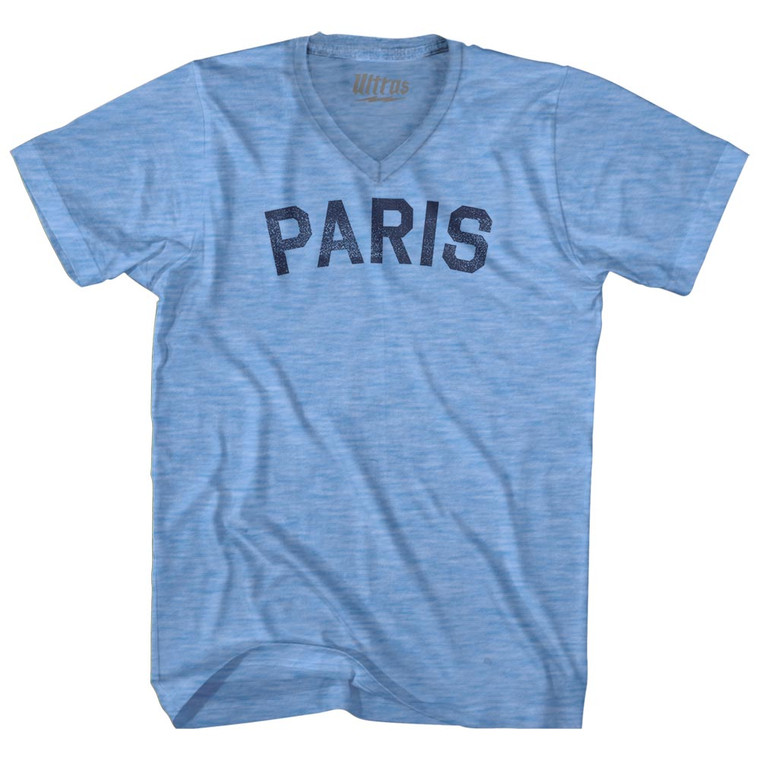 Paris Adult Tri-Blend V-neck T-shirt - Athletic Blue