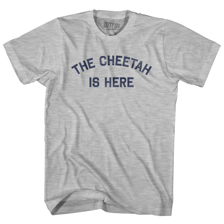 The Cheetah Is Here Adult Cotton T-shirt - Grey Heather