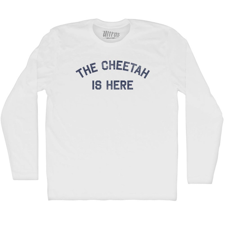 The Cheetah Is Here Adult Cotton Long Sleeve T-shirt - White