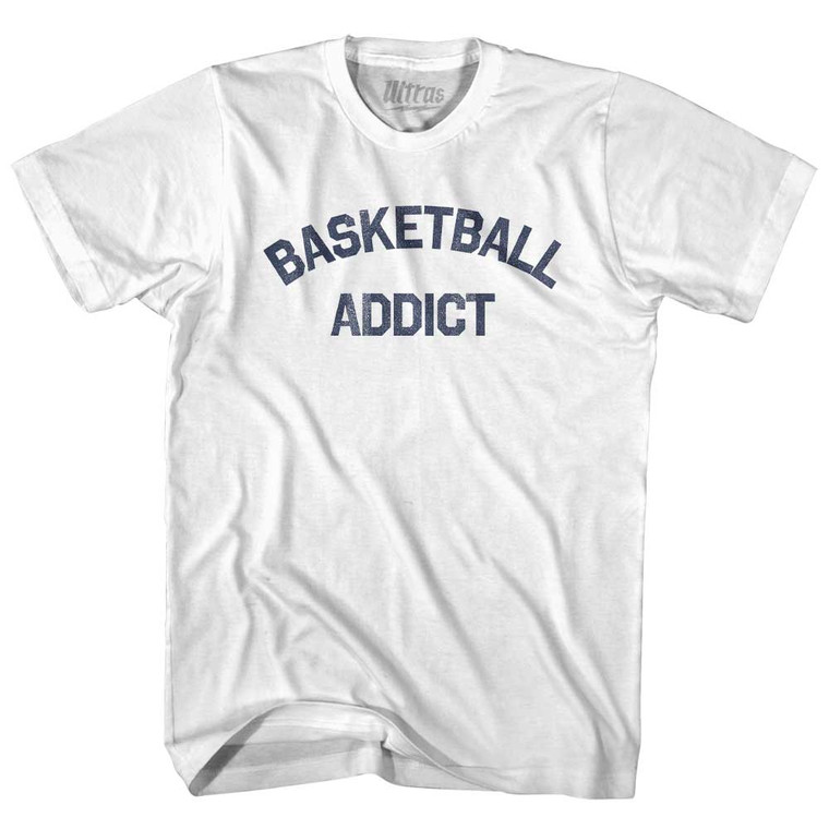 Basketball Addict Adult Cotton T-shirt - White
