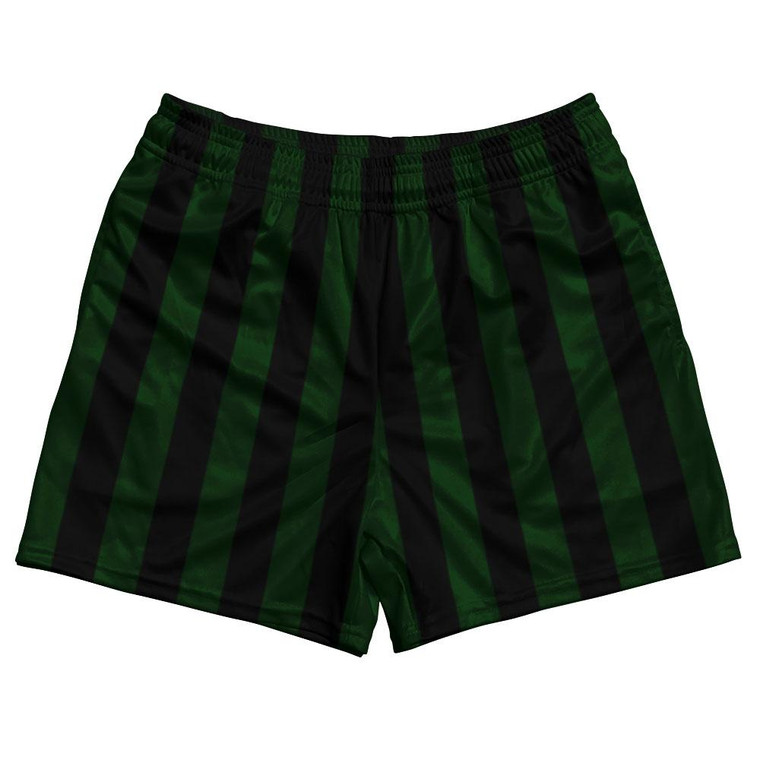 Forest Green & Black Rugby Gym Short 5 Inch Inseam With Pockets Made In USA - Forest Green & Black