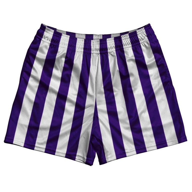 Purple Violet Laker & White Rugby Gym Short 5 Inch Inseam With Pockets Made In USA - Purple Violet Laker & White